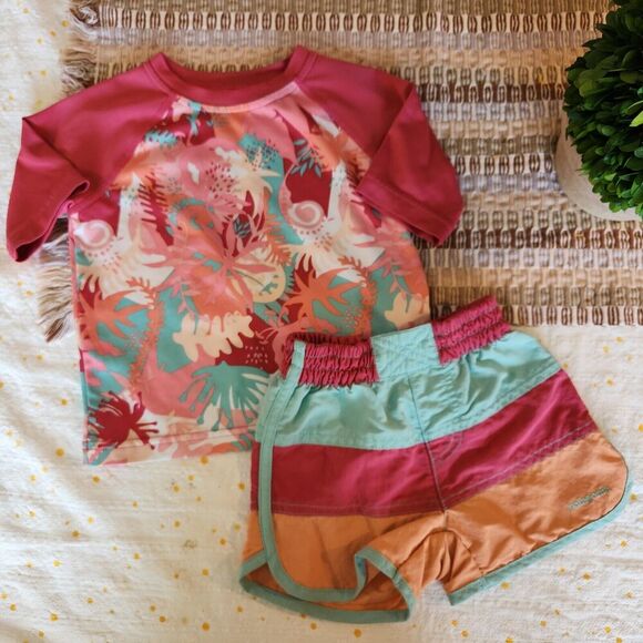 PATAGONIA Capilene BaselayerDaily Rashguard & Shorts Set 12-18months Infant Girl - Picture 1 of 4